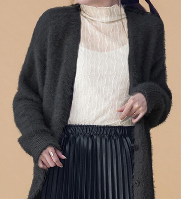 BELLUNA（ベルーナ）の「ふんわりシャギー素材ニットカーディガン（ニットカーディガン）」｜詳細画像