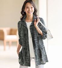 BELLUNA（ベルーナ）の「＜シックに決まる！＞シャドーチェック素材ストライプアンサンブル（その他ジャケット）」