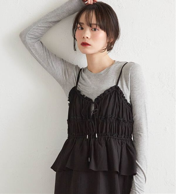 RANAN（ラナン）の「リボンギャザーペプラムナローワンピ（その他ワンピース）」｜詳細画像