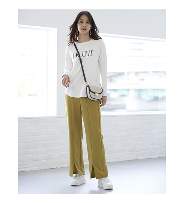 BELLUNA（ベルーナ）の「錯覚美脚！裾スリットセミワイドパンツ（フルレングスパンツ）」｜詳細画像