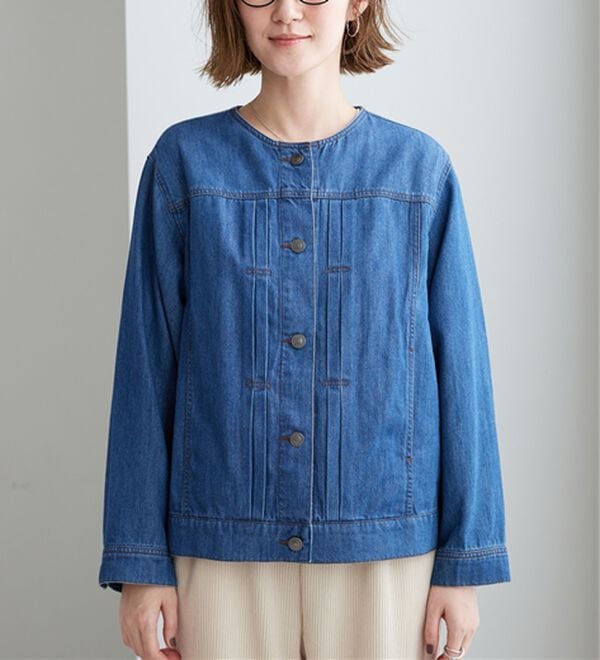 BELLUNA（ベルーナ）の「やわらかデニム素材ノーカラージャケット（その他ジャケット）」｜詳細画像