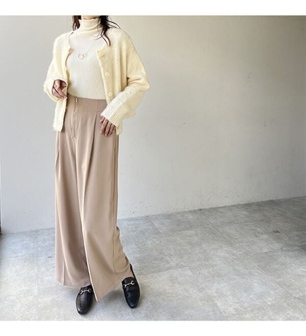 GeeRA（ジーラ）の「ハイウエストジップワイドパンツ（フルレングスパンツ）」｜詳細画像