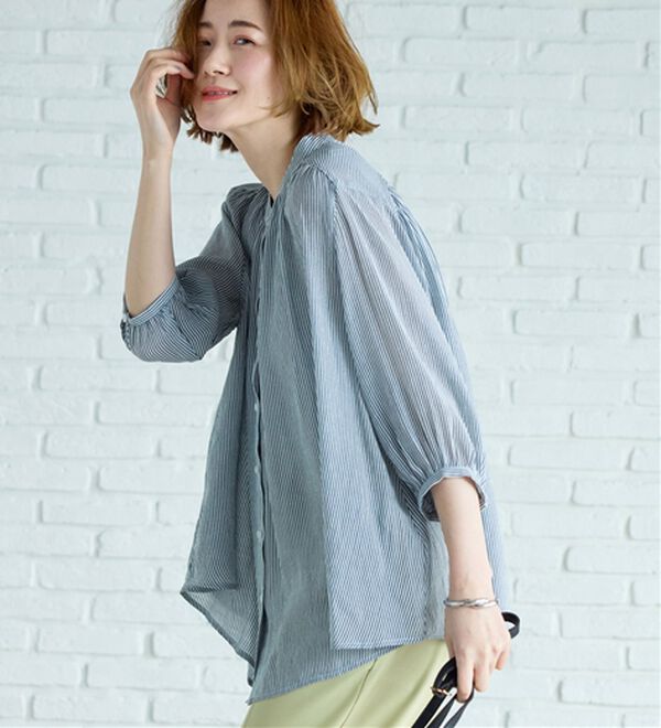 BELLUNA（ベルーナ）の「スラブ素材ギャザーデザインブラウス（ブラウス）」｜詳細画像