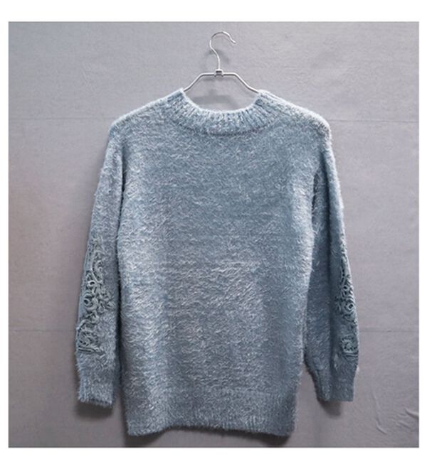 BELLUNA（ベルーナ）の「袖レース使いシャギーニットプルオーバー（ニット・セーター）」｜詳細画像
