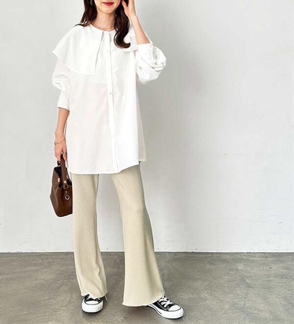 GeeRA（ジーラ）の「セルフカット美脚魅せセミフレアパンツ（フルレングスパンツ）」｜詳細画像