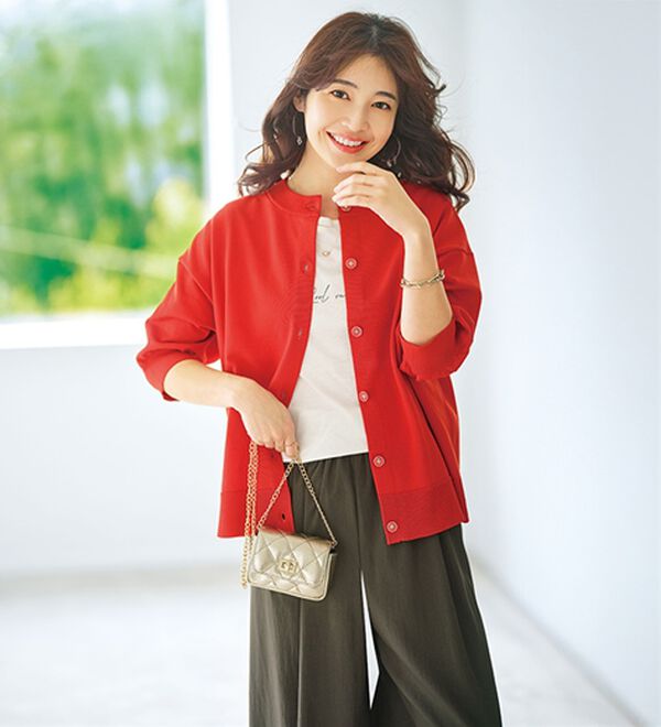 BELLUNA（ベルーナ）の「【快適Ｌａｂ．】洗える！軽い！５分袖ニットカーディガン（ニットカーディガン）」｜詳細画像