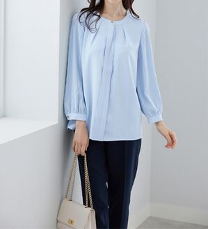 BELLUNA（ベルーナ）の「＜セレモニースタイル＞袖プリーツデザインブラウス（ブラウス）」｜サックス