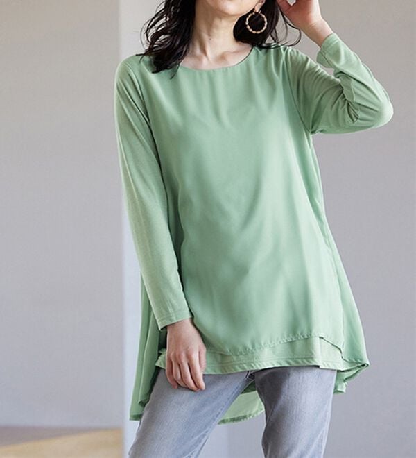 RANAN（ラナン）の「異素材切替フレアーチュニック（チュニック）」｜詳細画像