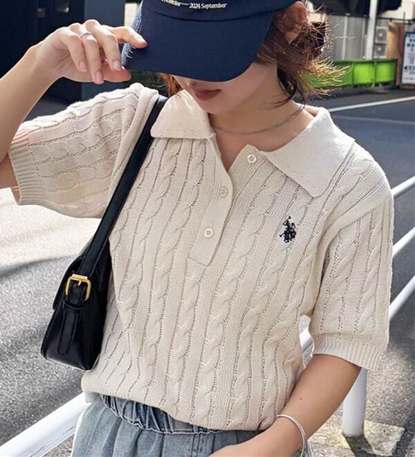 RANAN（ラナン）の「＜U.S.POLO ASSN.＞半袖ケーブルポロニット（シャツ）」｜詳細画像
