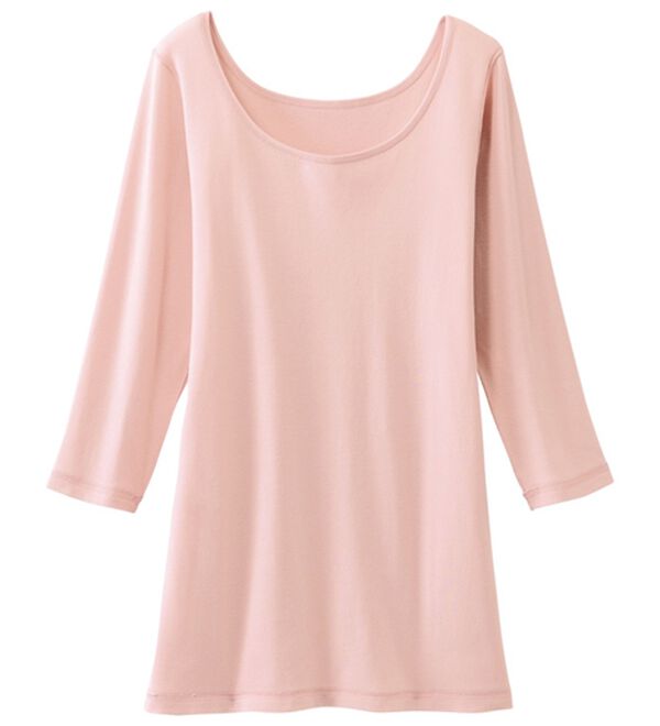 「素肌よろこぶオーガニックコットン７分袖（肌着・インナーウェア）」｜スイートピンク