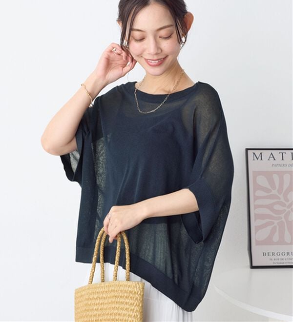 Viola e Viola（ヴィオラ エ ヴィオラ）の「カットソーより涼やか！シアードルマンニット（ニット・セーター）」｜ネイビー