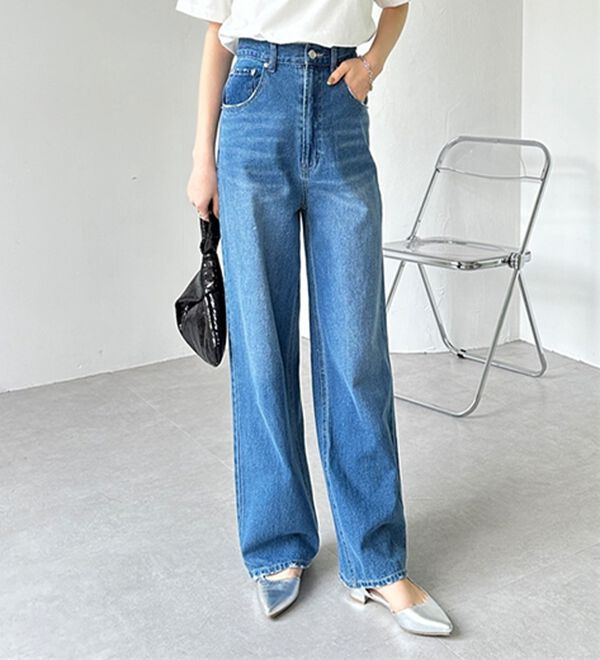 GeeRA（ジーラ）の「ハイウエストストレートデニム（ワイドパンツ・ガウチョ）」｜詳細画像