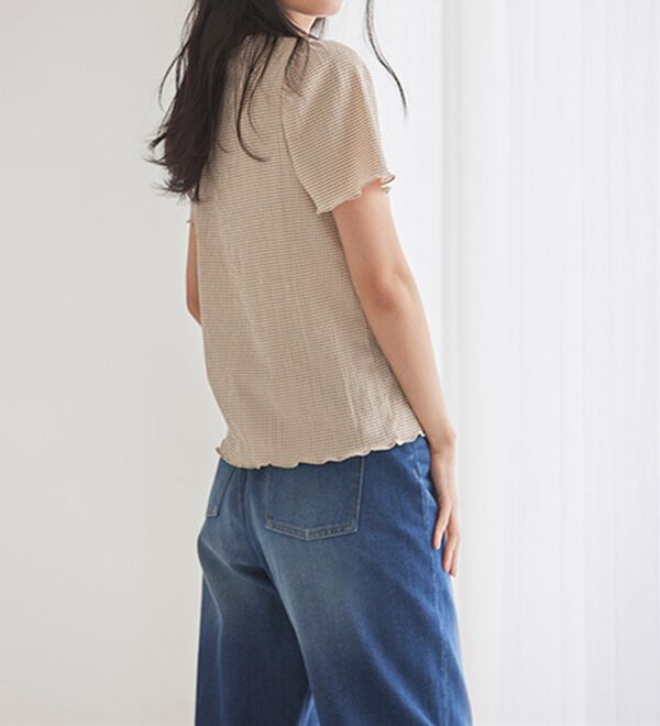 RANAN（ラナン）の「ギンガムチェック楊柳Ｔブラウス（カットソー）」｜詳細画像