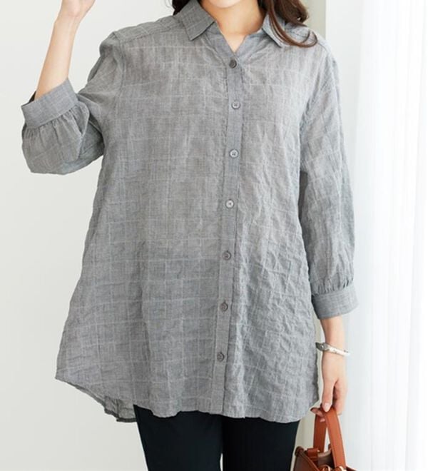 BELLUNA（ベルーナ）の「綿混テンセルぽこぽこシアーシャツチュニック（チュニック）」｜詳細画像