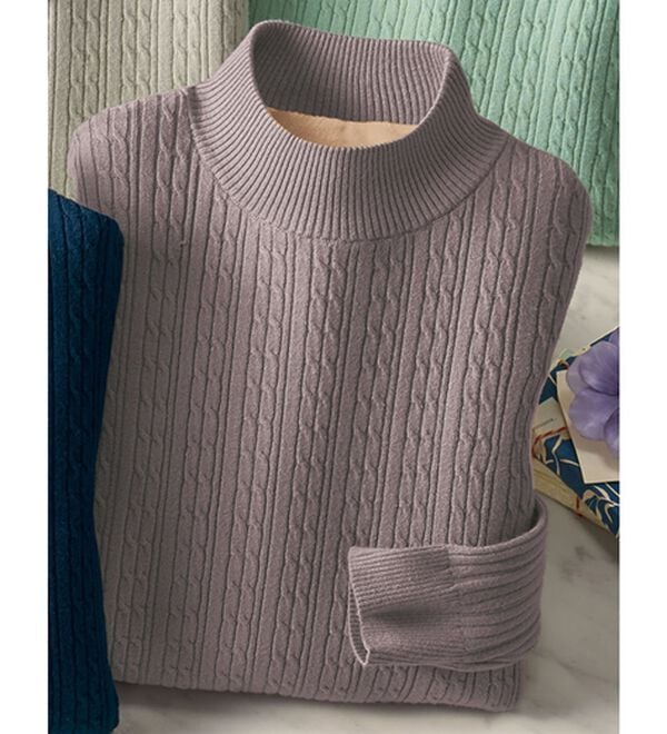 BELLUNA（ベルーナ）の「洗える！裏ベロアあったかセーター（ニット・セーター）」｜ローズグレー