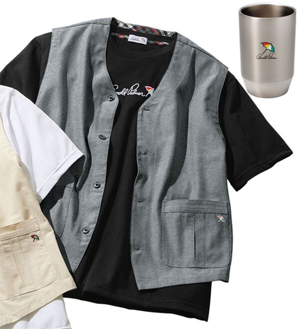 「＜アーノルド　パーマー＞麻入りジレアンサンブル＋タンブラー（メンズジャケット）」｜チャコール