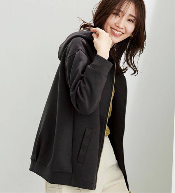 BELLUNA（ベルーナ）の「【快適Ｌａｂ．】とろみ素材裾タックパーカー（パーカー）」｜詳細画像