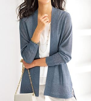 BELLUNA（ベルーナ）の「幾何柄デザイン杢調トッパーカーディガン（ニットカーディガン）」｜詳細画像