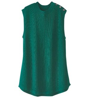 BELLUNA（ベルーナ）の「抗菌防臭あったかニットベスト（ベスト）」｜グリーン