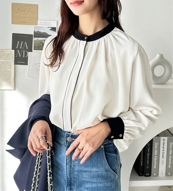 GeeRA（ジーラ）の「前後２ＷＡＹバイカラーブラウス（ブラウス）」｜詳細画像