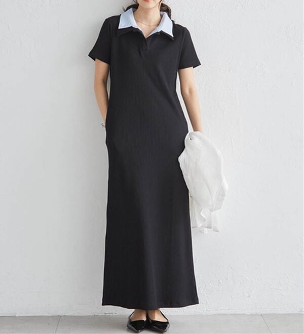 RANAN（ラナン）の「ダブルカラーリブワンピース（カットソーワンピース）」｜詳細画像