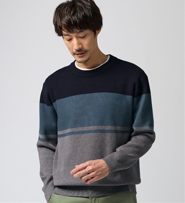 REMEN'S（リメンズ）の「【洗える】やわらかタッチボーダークルーネックセーター（メンズニット・セーター）」｜詳細画像