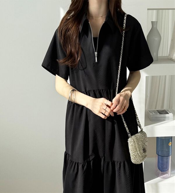 GeeRA（ジーラ）の「サッカーティアードハーフジップワンピース（その他ワンピース）」｜詳細画像