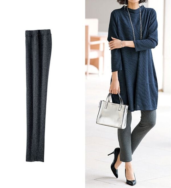 BELLUNA（ベルーナ）の「ポカポカすっきり！裏ファーレギンスパンツ（フルレングスパンツ）」｜杢チャコール