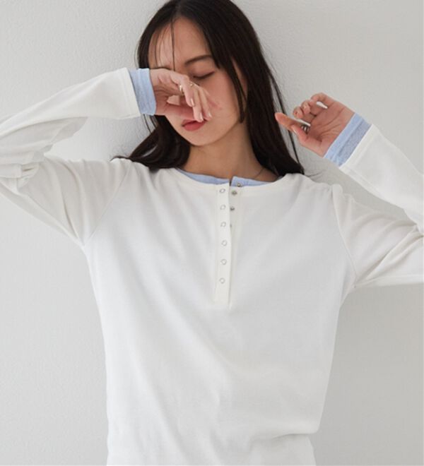 RANAN（ラナン）の「レイヤードヘンリーネックリブTシャツ（カットソー）」｜詳細画像