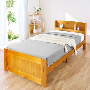 iellio（イエリオ）の「ＮＥＷ高さが変えられる棚付すのこベッド　＜収納ベッド　ベッド　宮付きベッド　天然木ベッド＞（ベッド）」｜ライトブラウン