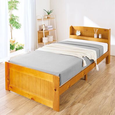 iellio（イエリオ）の「ＮＥＷ高さが変えられる棚付すのこベッド　＜収納ベッド　ベッド　宮付きベッド　天然木ベッド＞（ベッド）」