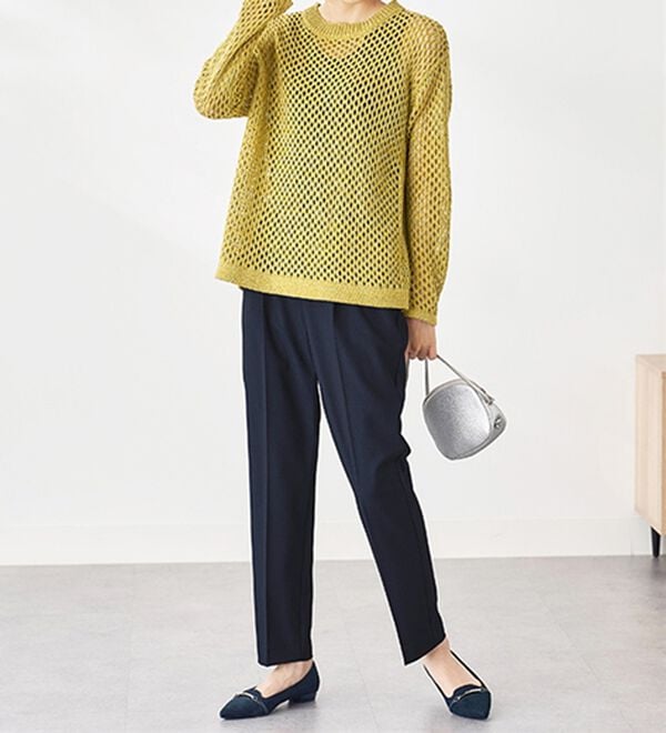 BELLUNA（ベルーナ）の「麻調ストレッチ素材テーパードパンツ（テーパードパンツ）」｜詳細画像