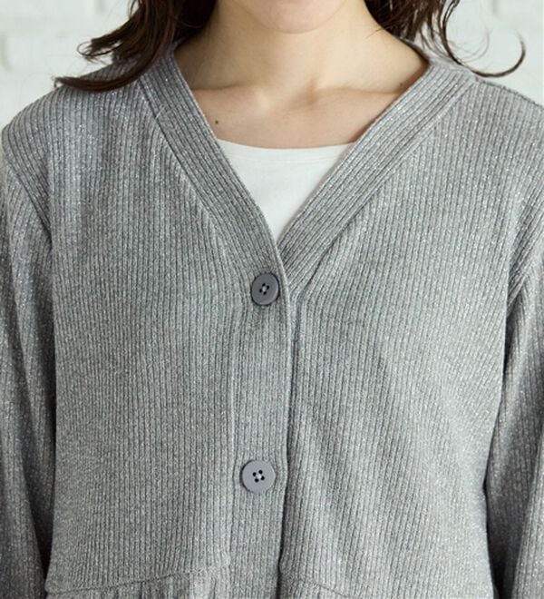 BELLUNA（ベルーナ）の「ラメ調リブ素材ペプラムカーディガン（ニットカーディガン）」｜詳細画像