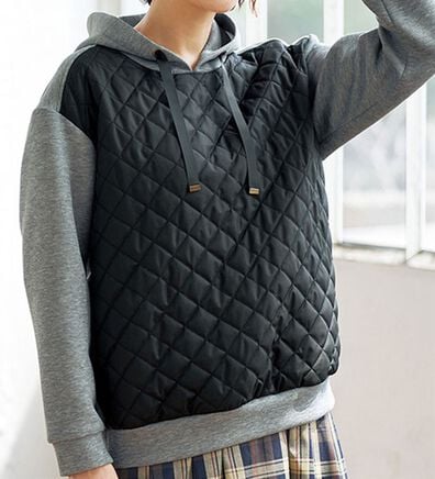 BELLUNA（ベルーナ）の「中わたキルト異素材使いプルオーバー（カットソー）」