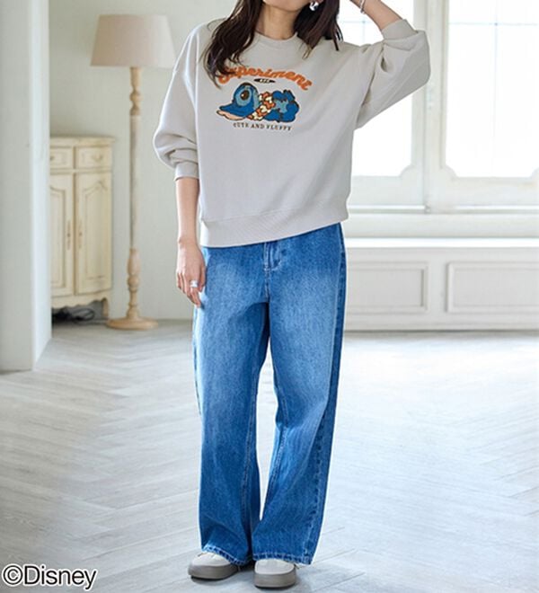 BELLUNA（ベルーナ）の「＜Ｄｉｓｎｅｙ＞【スティッチ】さがら刺しゅう裏起毛ゆったりトレーナー（トレーナー・スウェット）」｜詳細画像
