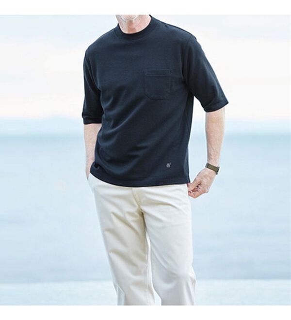 「【３色組】＜コムルヴァン・オム＞爽やかモックネックＴシャツ（メンズシャツ）」｜詳細画像