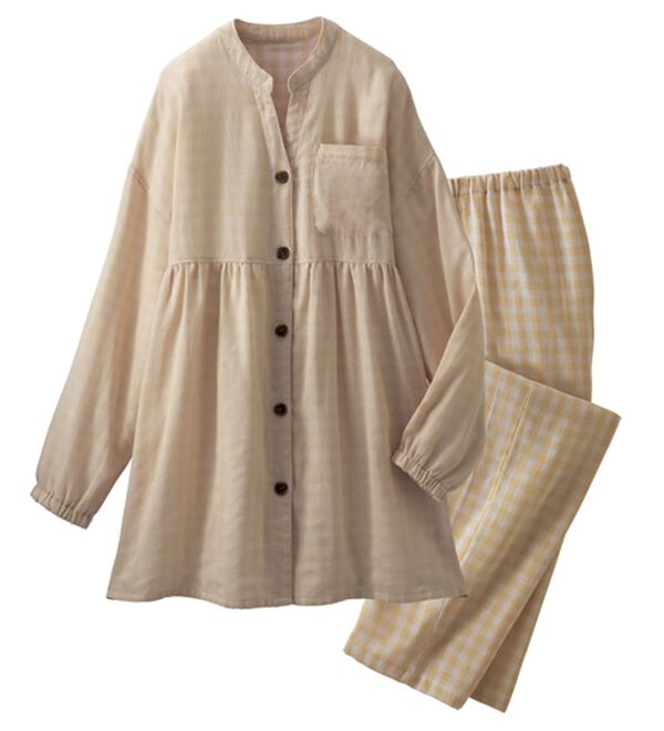 LAVIENNE（ラヴィエンヌ）の「綿１００％ふんわり可愛いダブルガーゼパジャマ（パジャマ・ルームウェア）」｜詳細画像