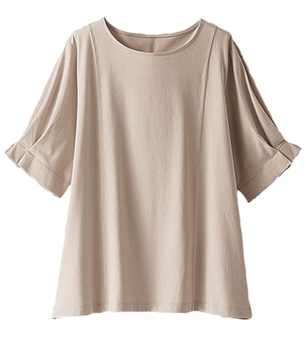 BELLUNA（ベルーナ）の「ヒンヤリ！袖タックデザインプルオーバー（カットソー）」｜詳細画像