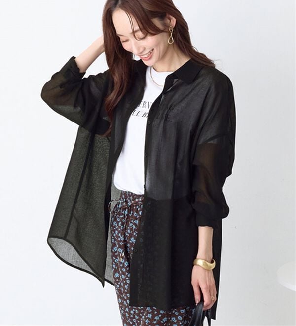 Viola e Viola（ヴィオラ エ ヴィオラ）の「シアーゆったりシャツ（シャツ）」｜ブラック