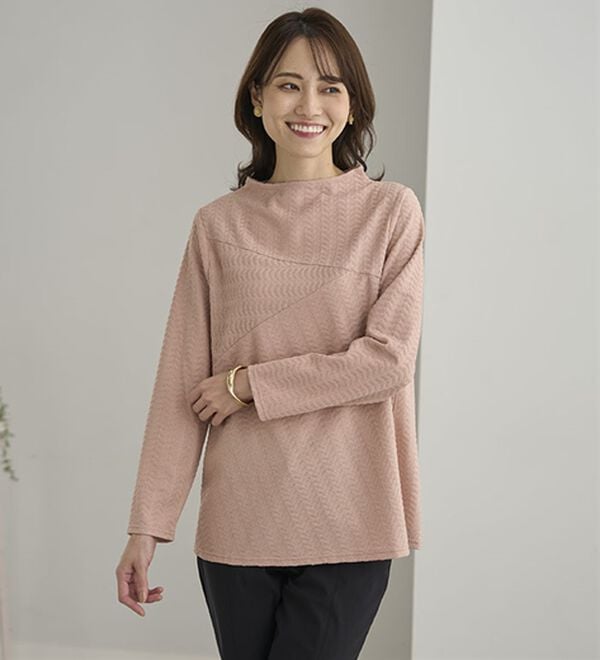 BELLUNA（ベルーナ）の「波柄ジャカード切替デザインプルオーバー（カットソー）」｜詳細画像