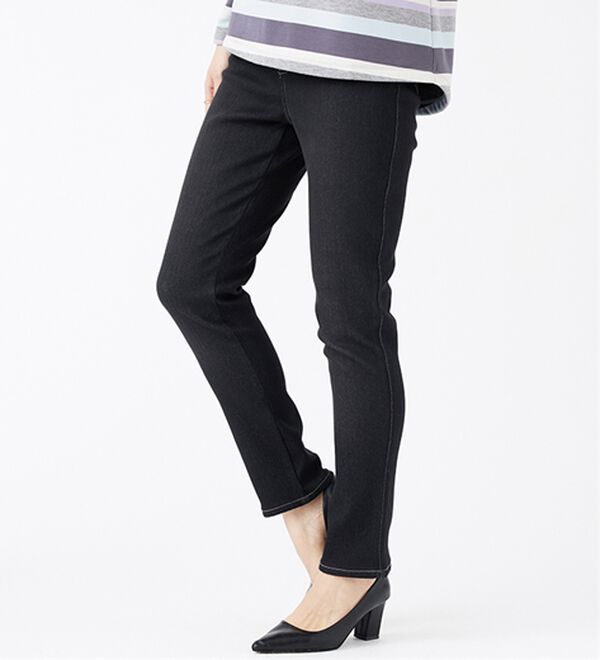 BELLUNA（ベルーナ）の「裏ベロアストレッチデニムパンツ（フルレングスパンツ）」｜詳細画像