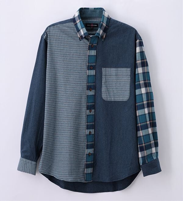「着心地快適ストレッチネルシャツ（メンズシャツ）」｜インディゴマルチ
