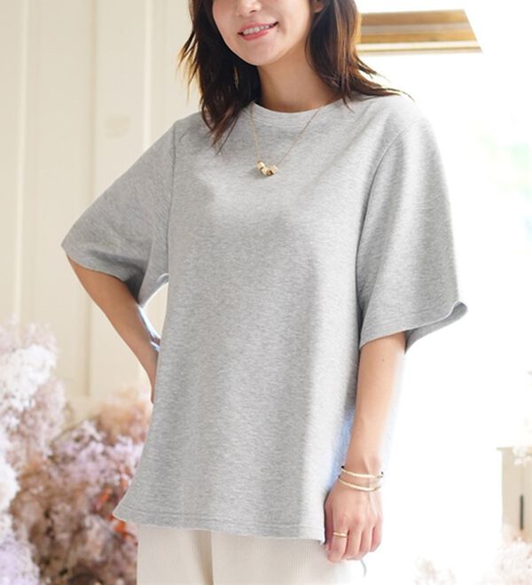 A HAPPY MARILYN（アハッピーマリリン）の「【Ｍ～８Ｌ／選べるシルエット・袖丈】綿混ベーシックＴシャツ（Tシャツ）」｜杢グレー