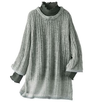 BELLUNA（ベルーナ）の「重ね着を楽しむラメ使い透かし編アンサンブル（アンサンブル）」｜ライトグレー系