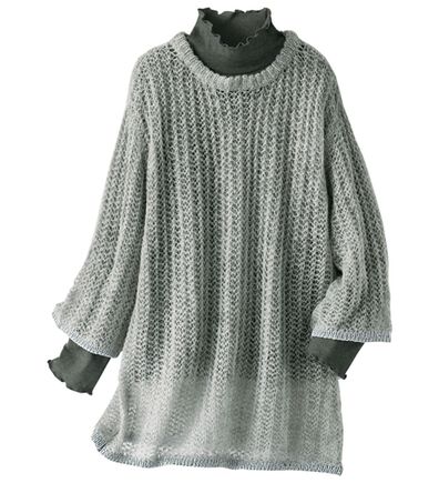 BELLUNA（ベルーナ）の「重ね着を楽しむラメ使い透かし編アンサンブル（アンサンブル）」