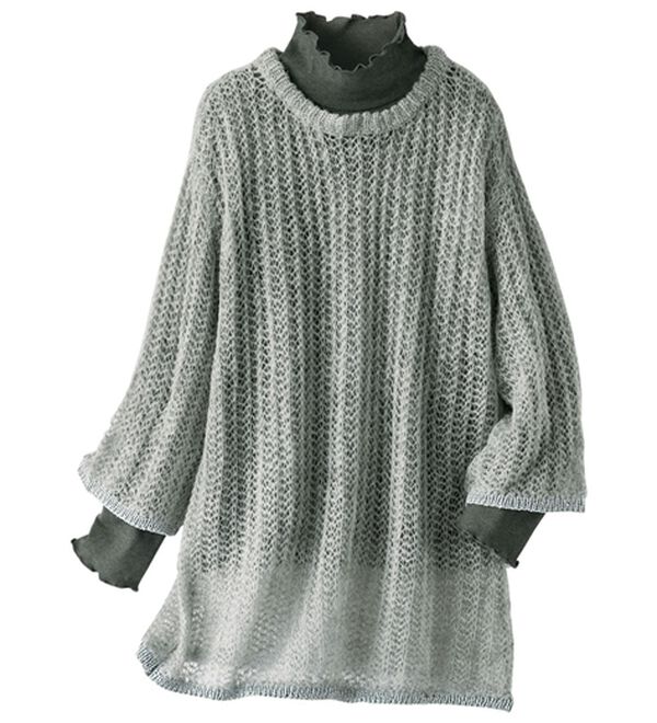 BELLUNA（ベルーナ）の「重ね着を楽しむラメ使い透かし編アンサンブル（アンサンブル）」｜ライトグレー系