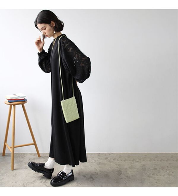 GeeRA（ジーラ）の「袖異素材カットソーワンピース（カットソーワンピース）」｜詳細画像