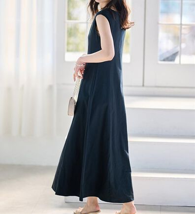 RANAN（ラナン）の「綿１００％フレアーロングワンピース（ロングワンピース）」