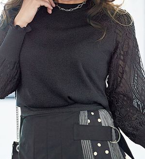 BELLUNA（ベルーナ）の「袖レースデザインエレガントセーター（ニット・セーター）」｜詳細画像