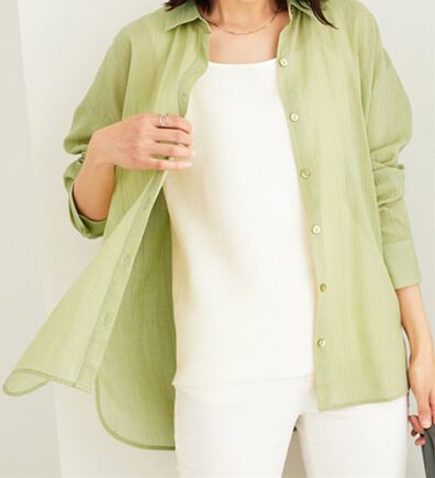 BELLUNA（ベルーナ）の「大人のシアー感！綿１００％楊柳素材シャツ（シャツ）」